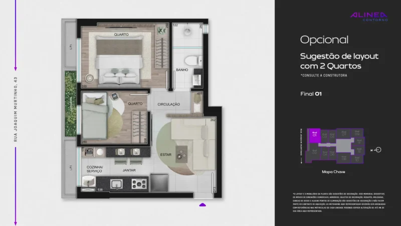 Alinea Contorno Studios 1 e 2 quartos tecnologia HOUSI®