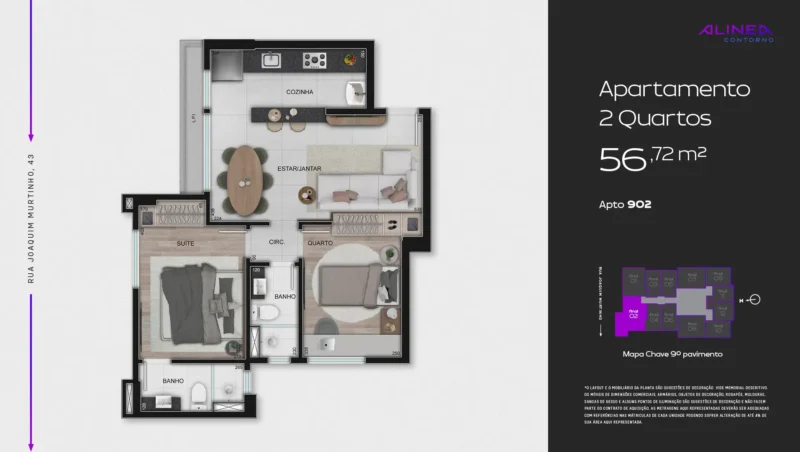 Alinea Contorno Studios 1 e 2 quartos tecnologia HOUSI®