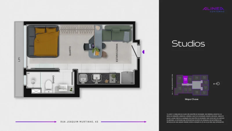 Alinea Contorno Studios 1 e 2 quartos tecnologia HOUSI®