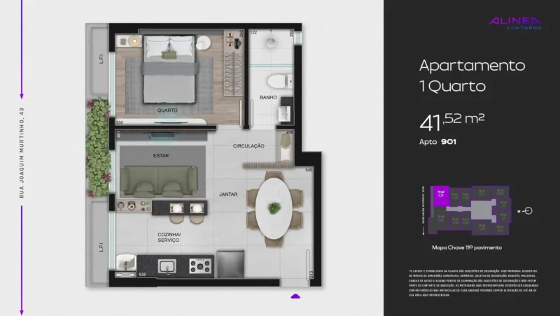 Alinea Contorno Studios 1 e 2 quartos tecnologia HOUSI®